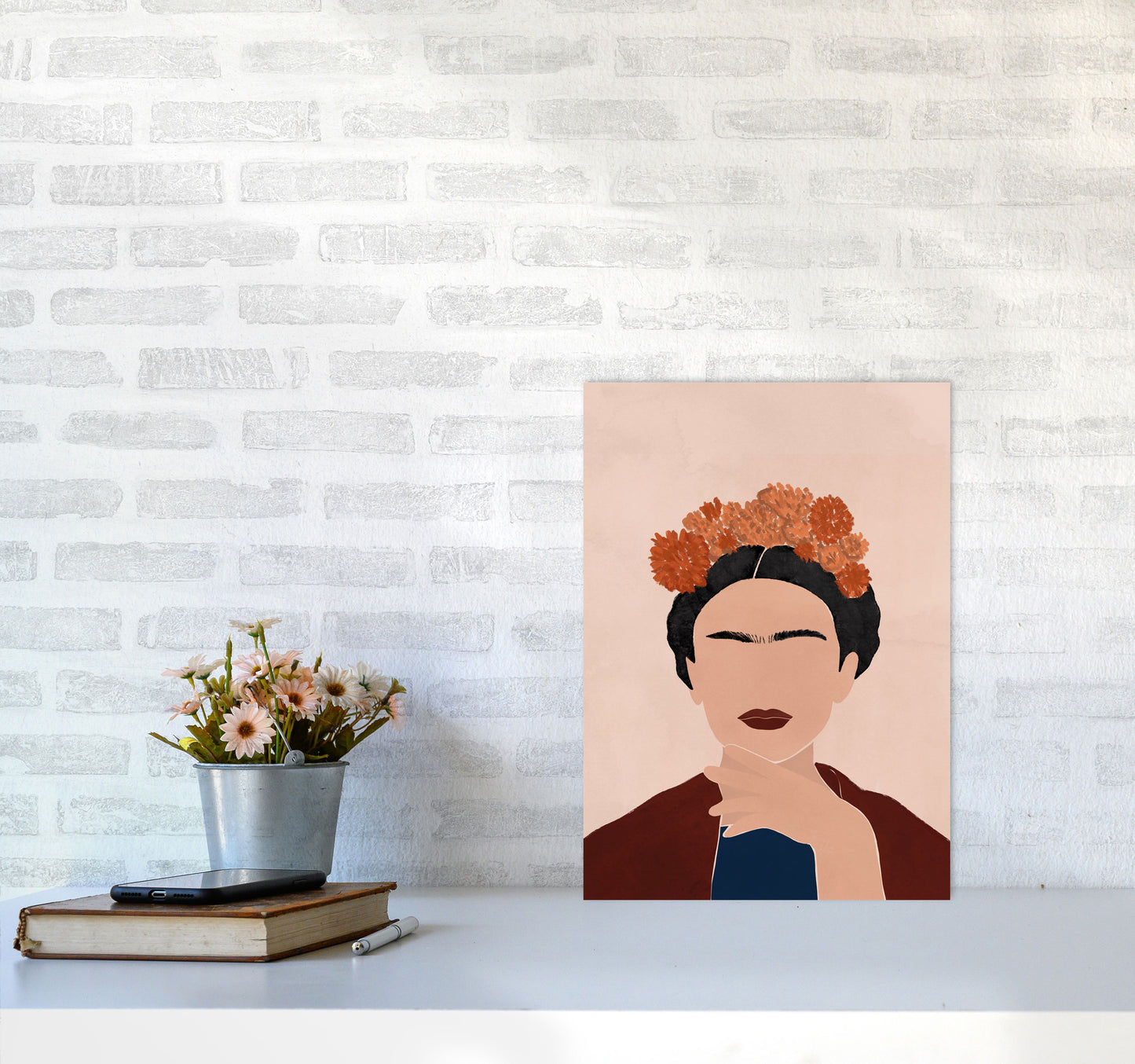Frida Illustration Art Print by Essentially Nomadic A3 Black Frame
