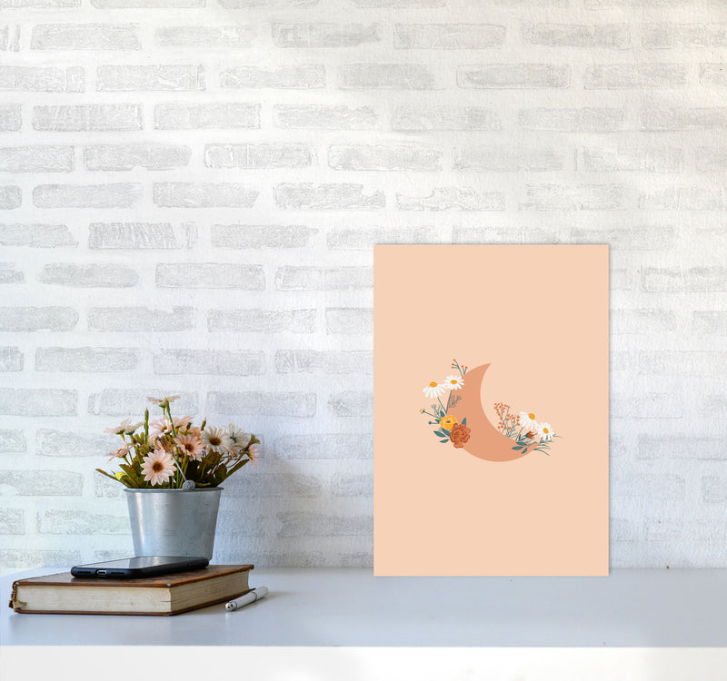 Moon Crescent Floral Art Print by Essentially Nomadic A3 Black Frame