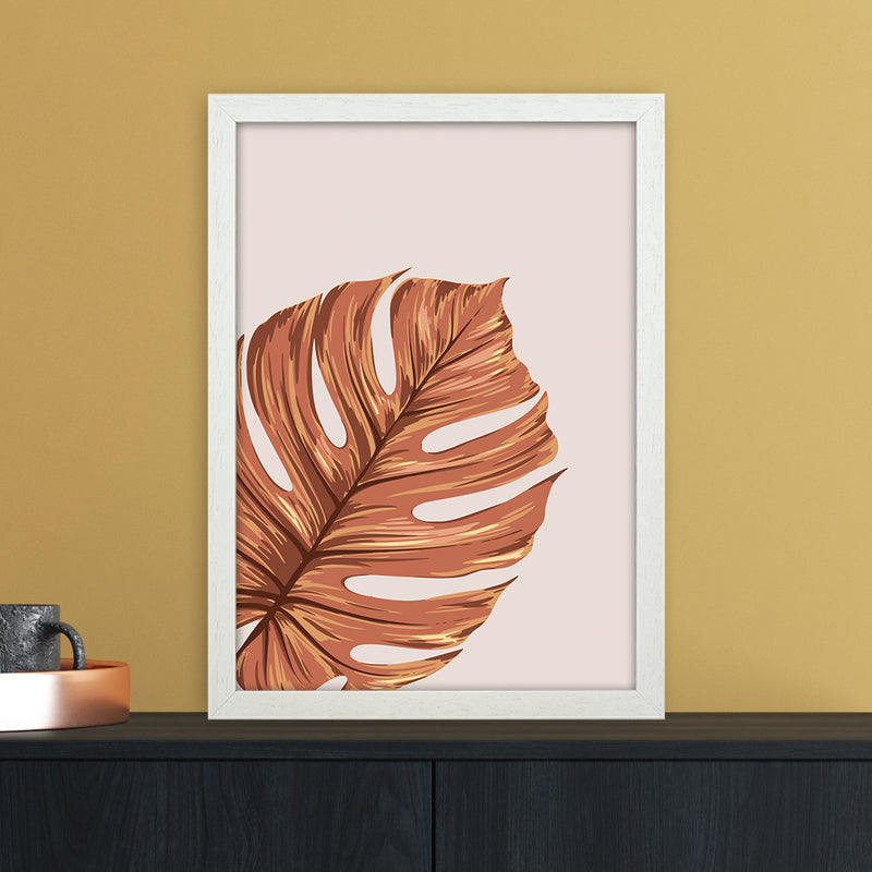 Monstera Leaf Teracotta Art Print by Essentially Nomadic A3 Oak Frame