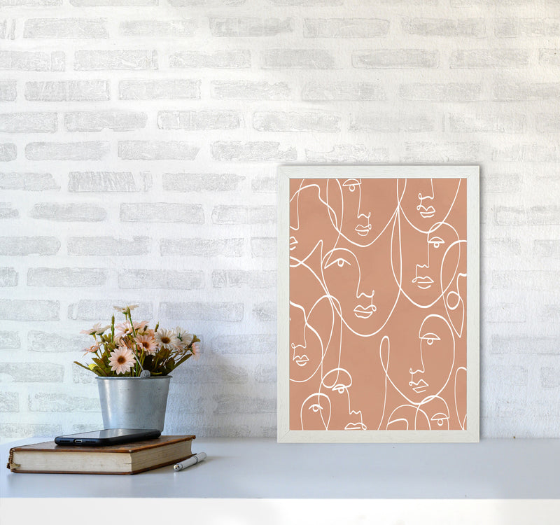 Face Beige Line Art Art Print by Essentially Nomadic A3 Oak Frame