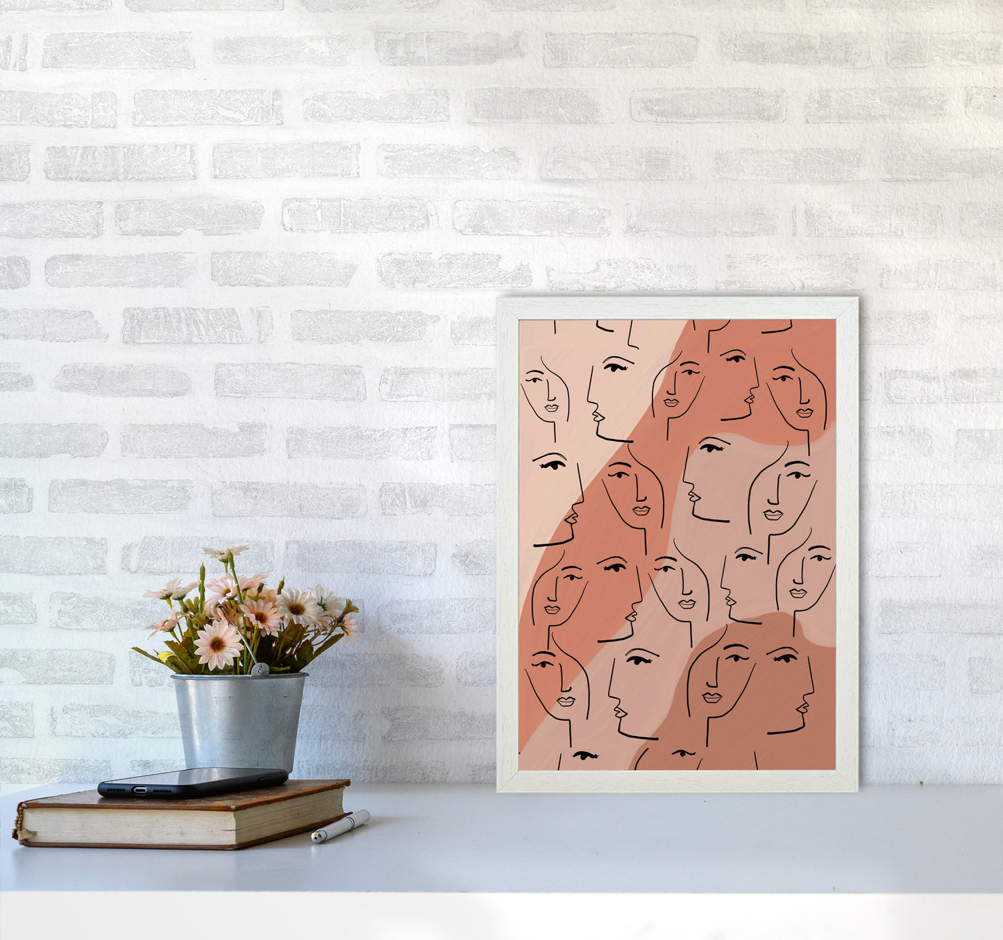 Faces Art Print by Essentially Nomadic A3 Oak Frame