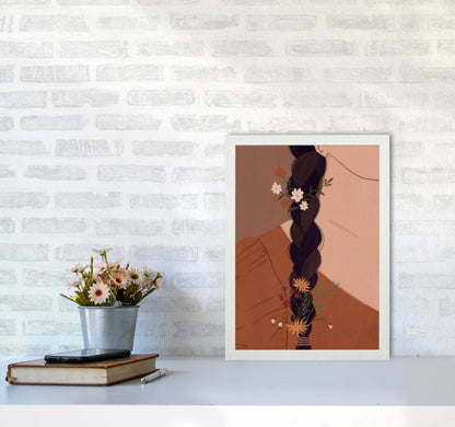 Girl Wildflower Art Print by Essentially Nomadic A3 Oak Frame