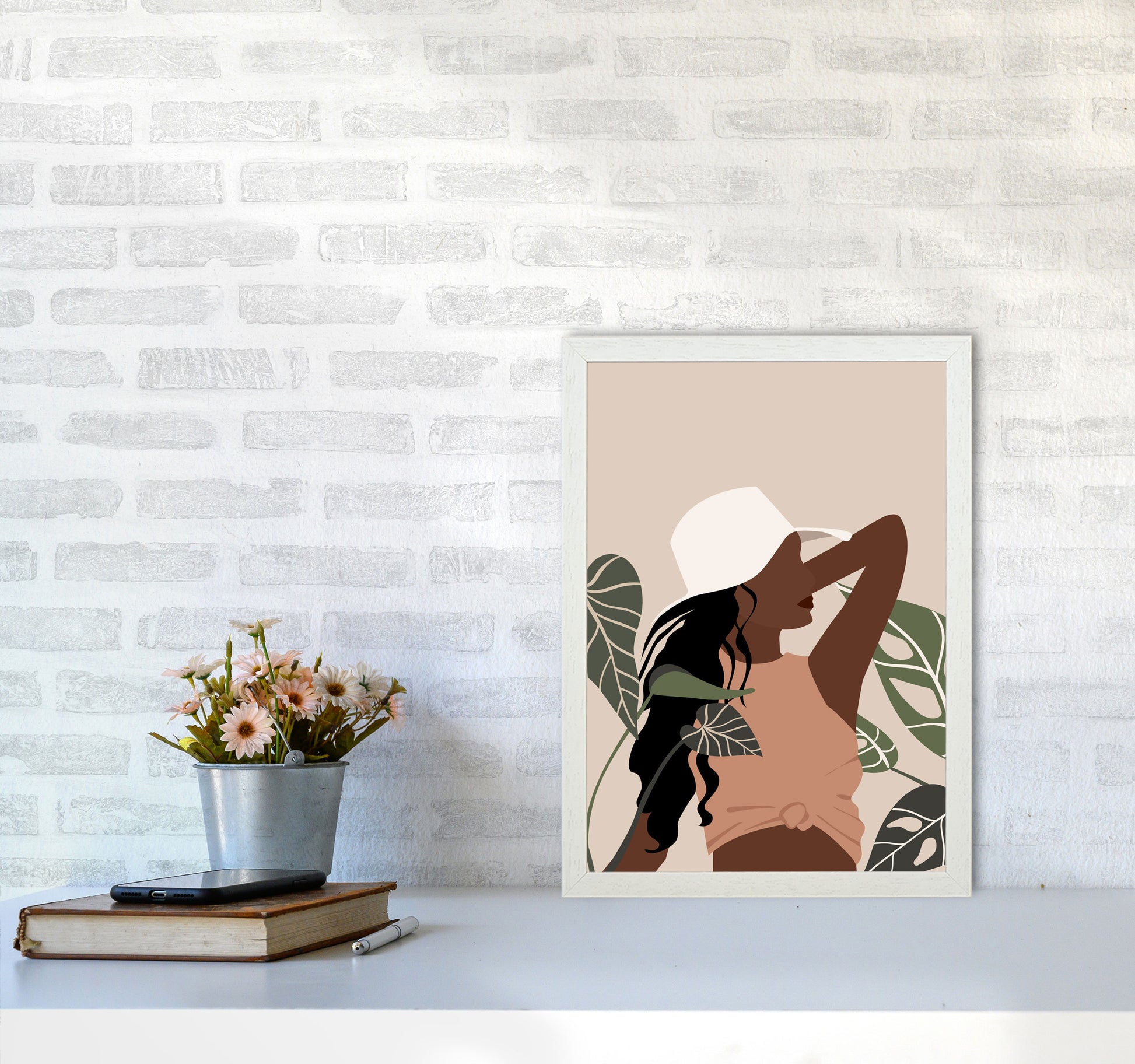 Girl Black Woman Art Print by Essentially Nomadic A3 Oak Frame