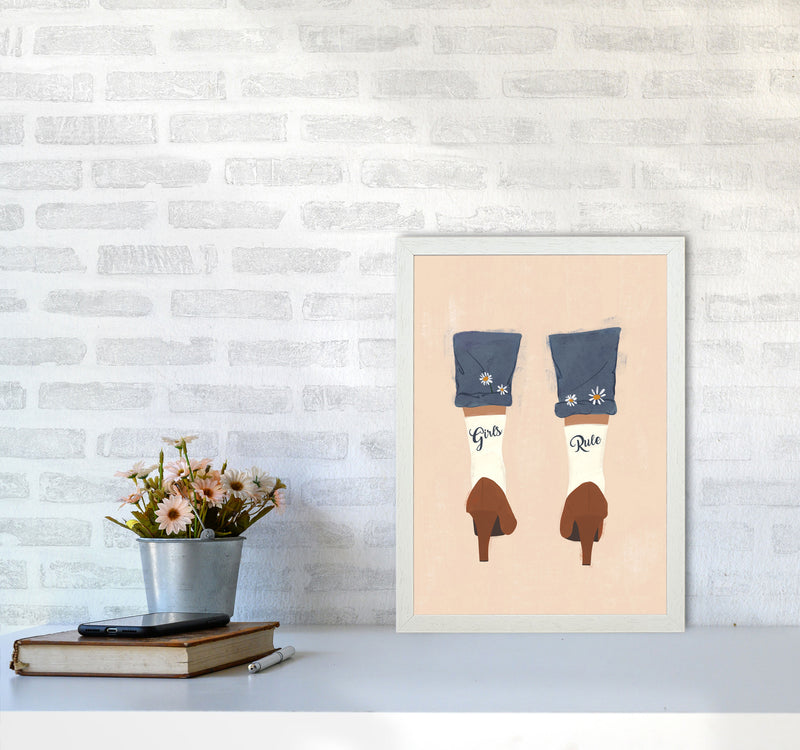 Girls Rule Art Print by Essentially Nomadic A3 Oak Frame
