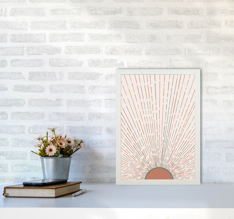 Midcentury Sun Rays Art Print by Essentially Nomadic A3 Oak Frame