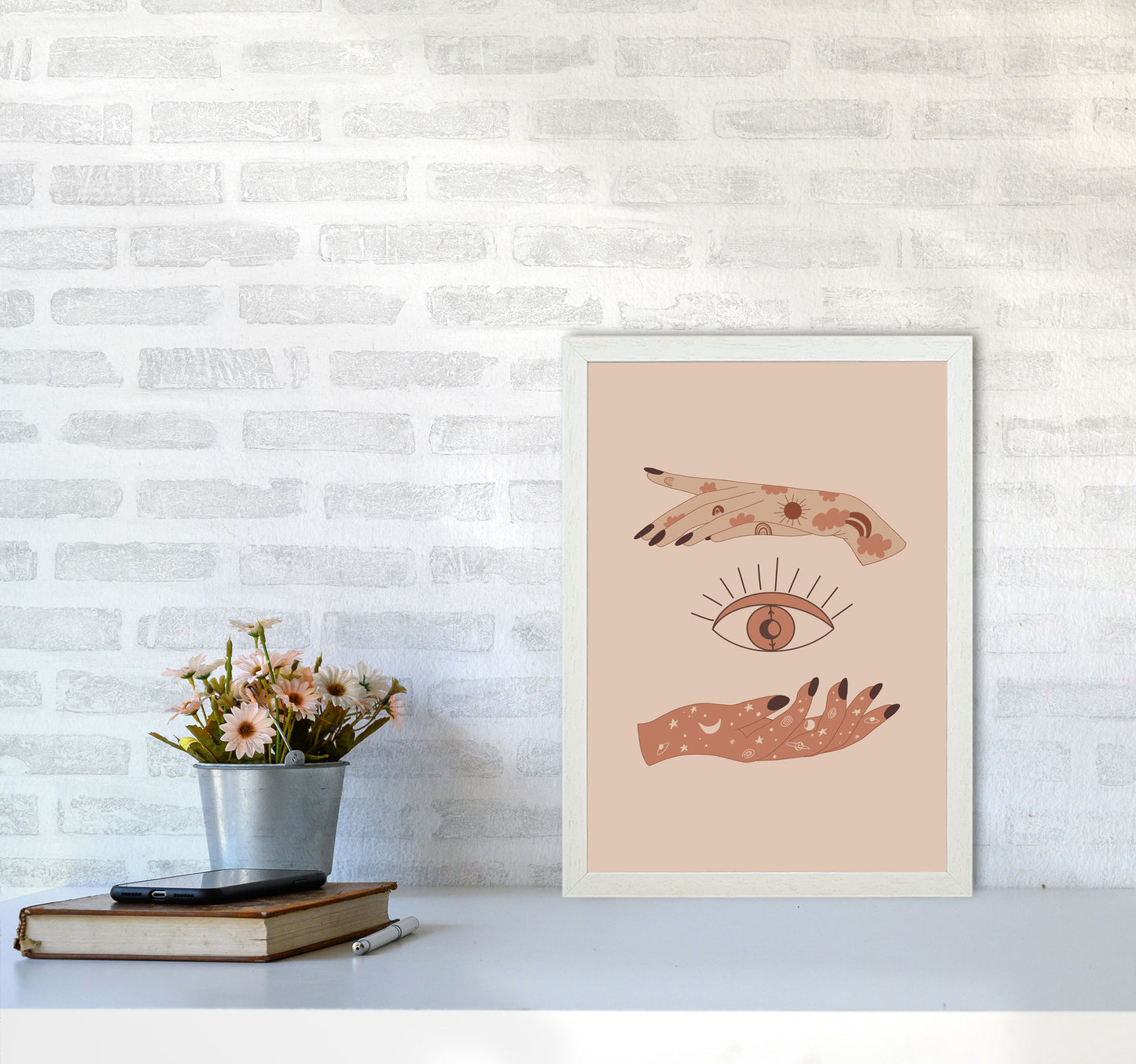 Mystical Celestial Eye Art Print by Essentially Nomadic A3 Oak Frame