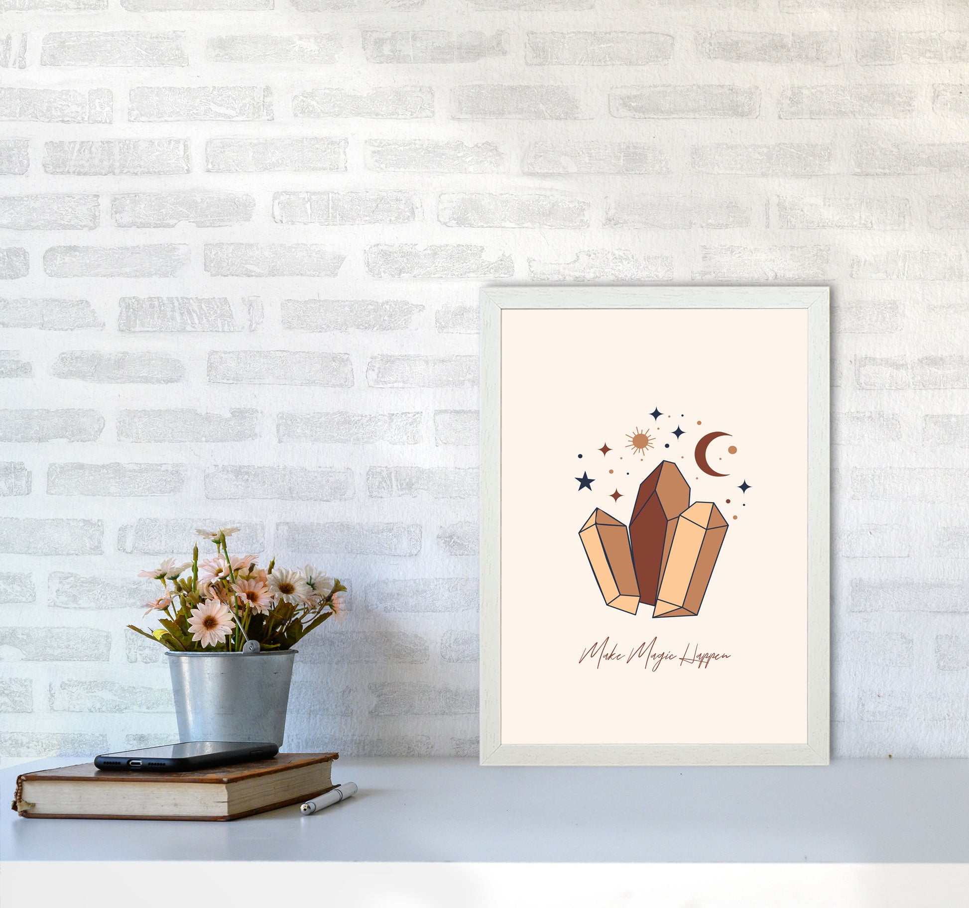 Mystical Crystal Magic Art Print by Essentially Nomadic A3 Oak Frame