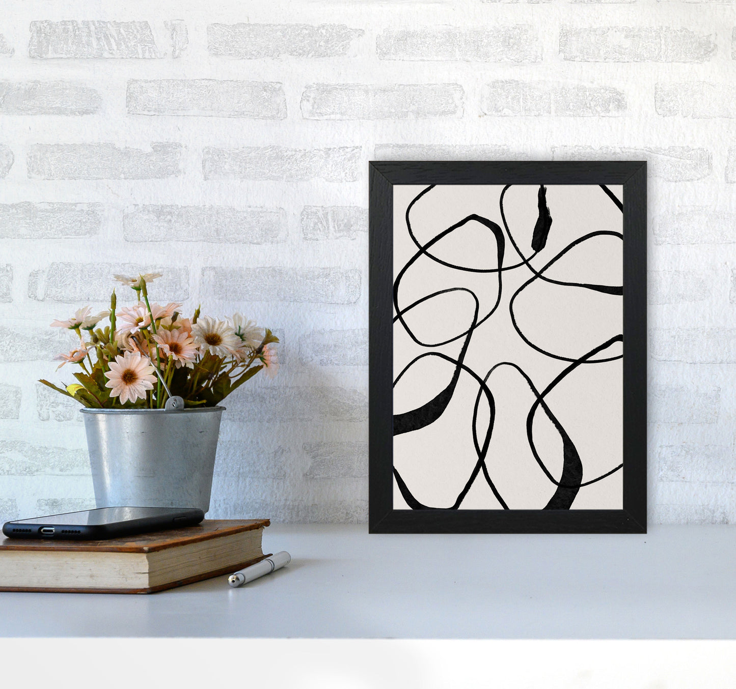 Abstract Scribble Art Print by Essentially Nomadic A4 White Frame