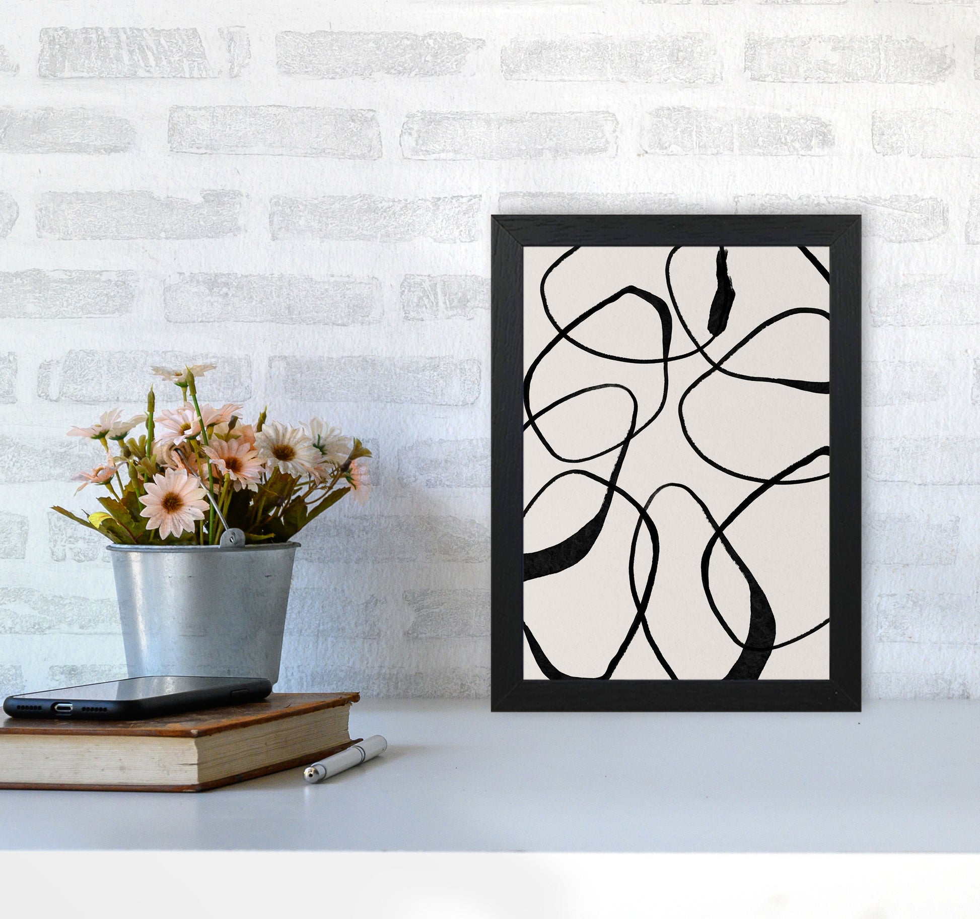 Abstract Scribble Art Print by Essentially Nomadic A4 White Frame