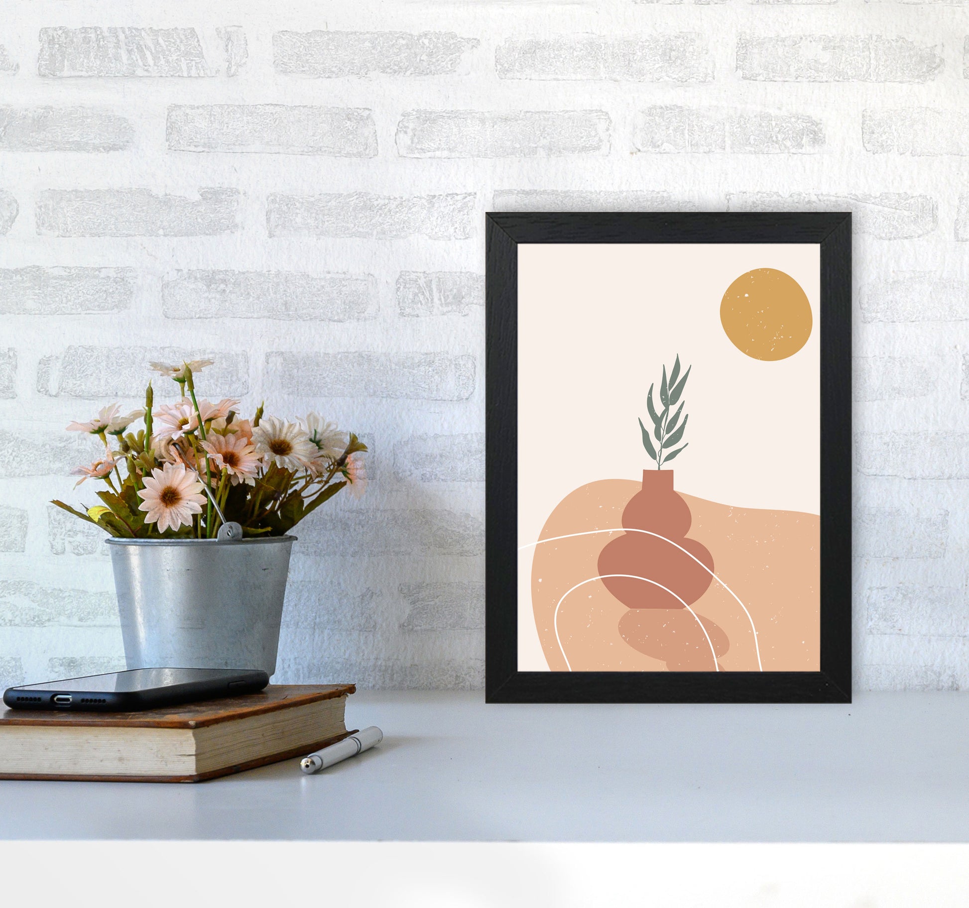 Vase Botanical Art Print by Essentially Nomadic A4 White Frame
