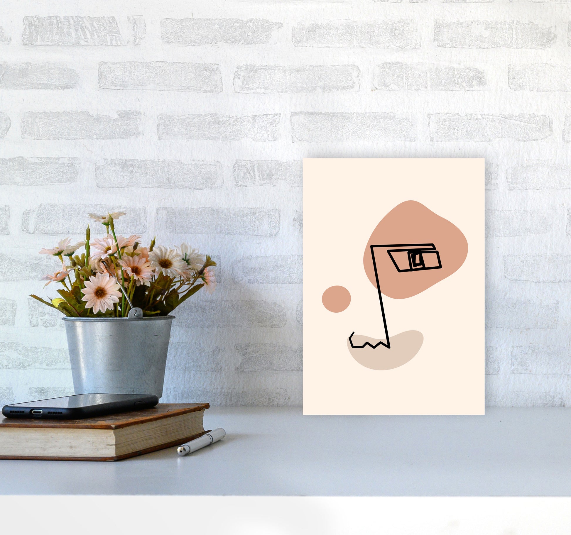 Absract 1 Face Line Art Art Print by Essentially Nomadic A4 Black Frame