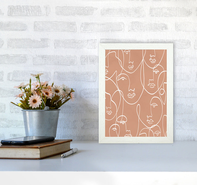 Face Beige Line Art Art Print by Essentially Nomadic A4 Oak Frame
