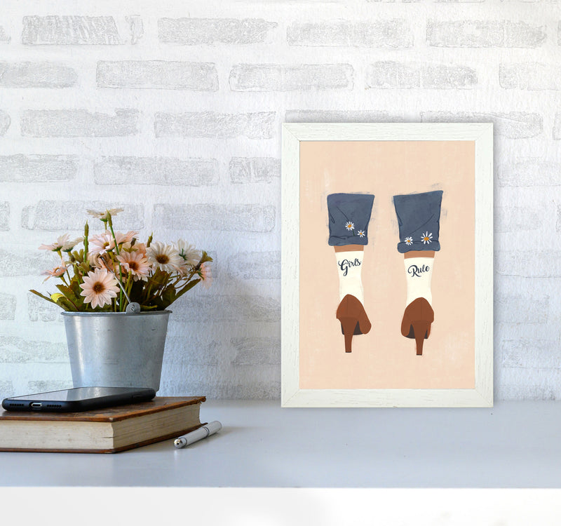 Girls Rule Art Print by Essentially Nomadic A4 Oak Frame