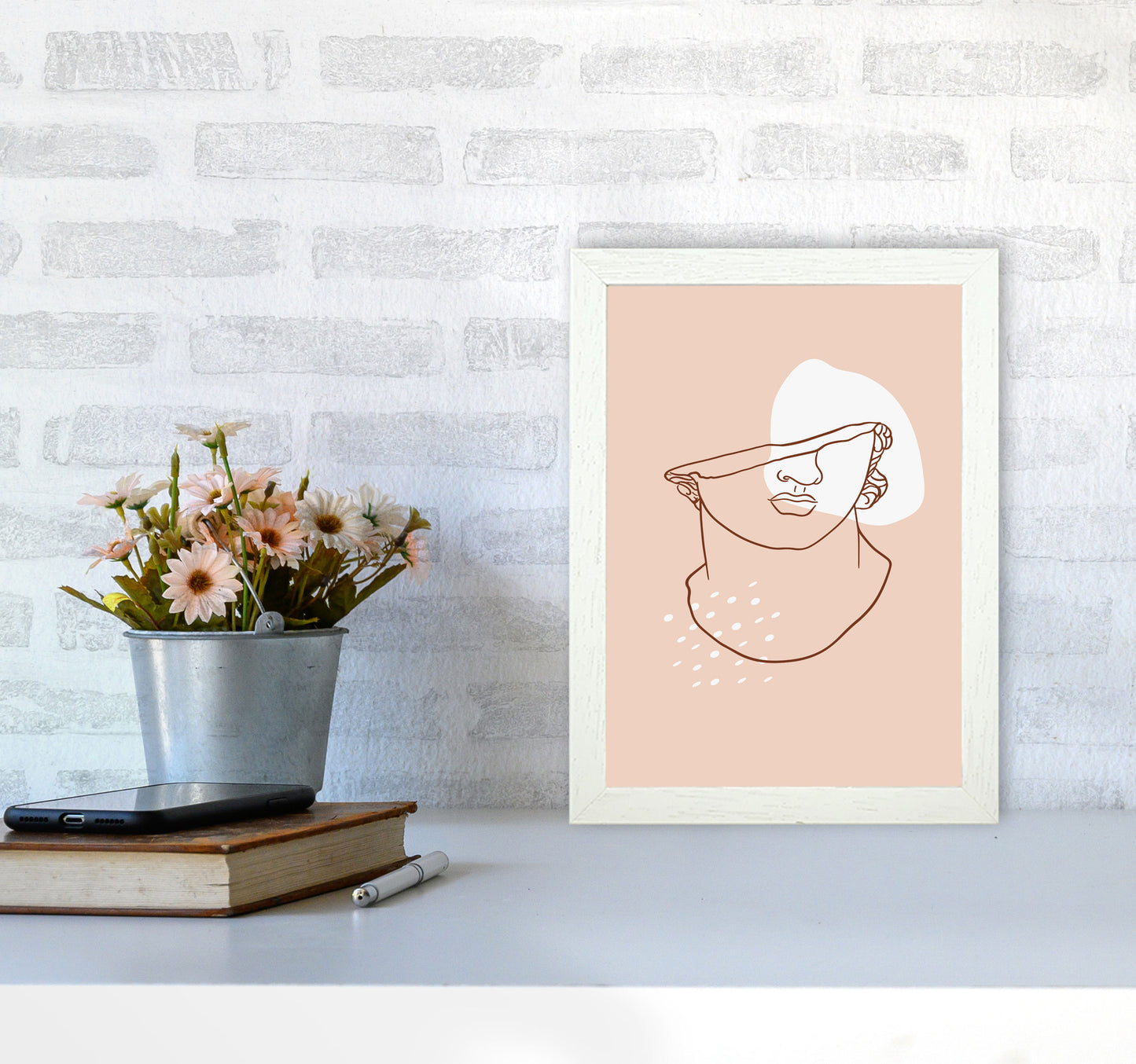 Greek Head Art Print by Essentially Nomadic A4 Oak Frame