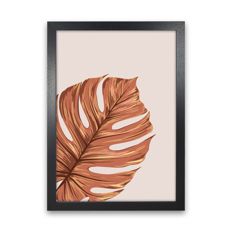 Monstera Leaf Teracotta Art Print by Essentially Nomadic Black Grain