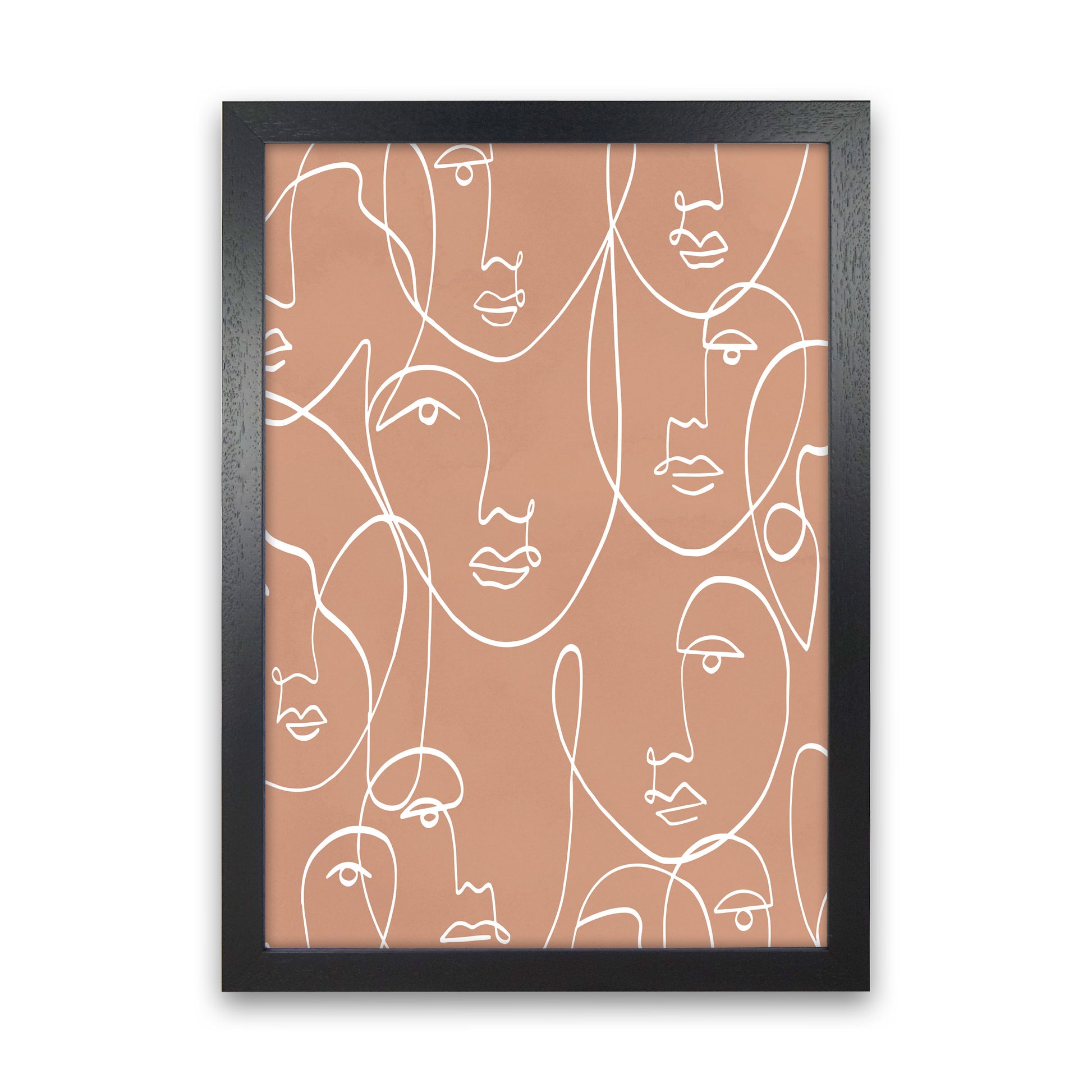 Face Beige Line Art Art Print by Essentially Nomadic Black Grain