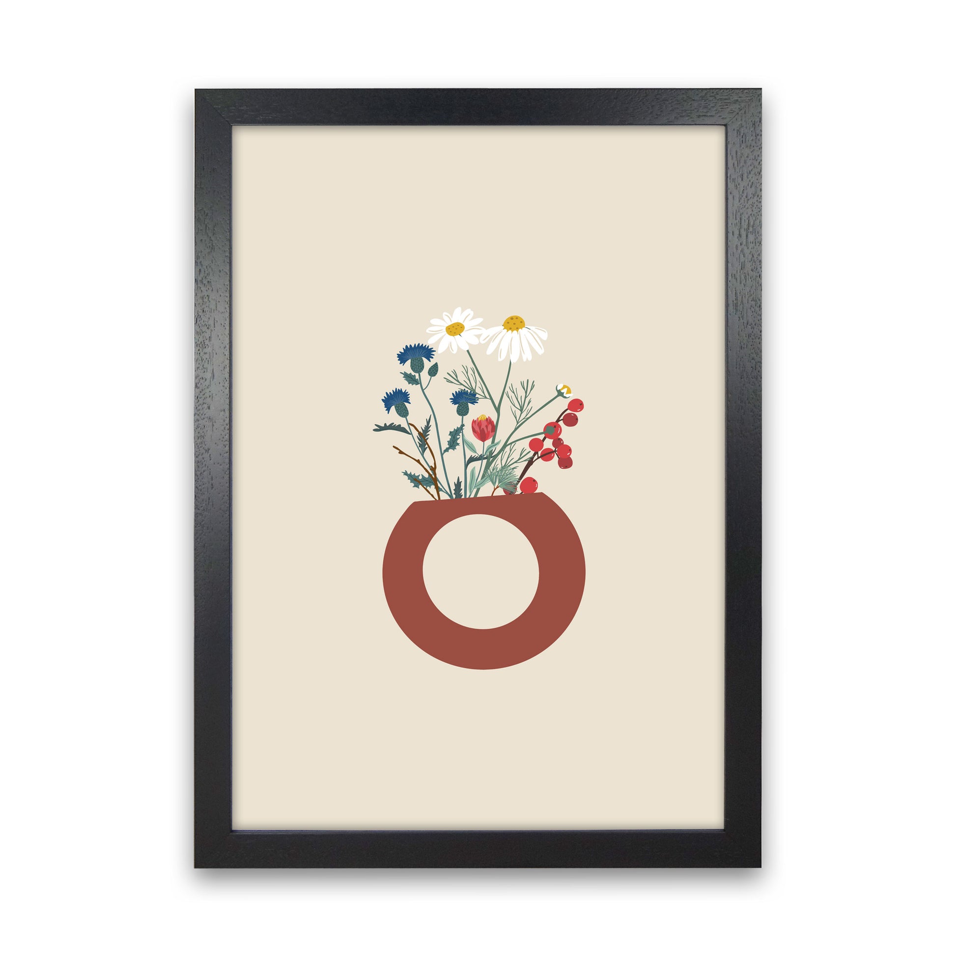 Vase With Flowers Art Print by Essentially Nomadic Black Grain