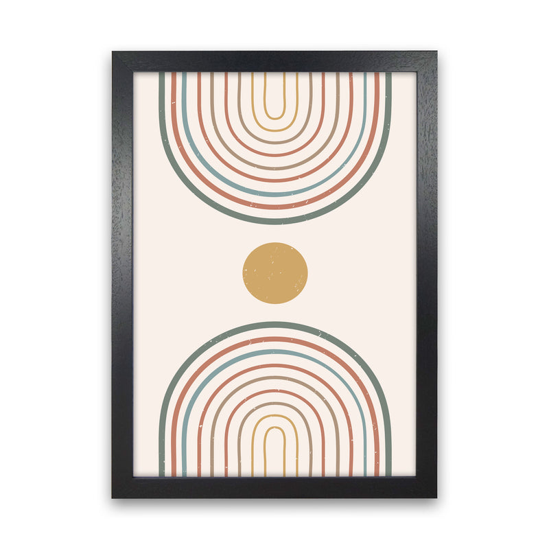 Mid Century Rainbow Sun Art Print by Essentially Nomadic Black Grain