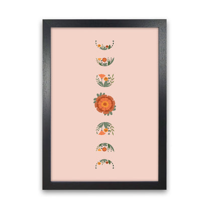 Moon Phases Floral Art Print by Essentially Nomadic Black Grain