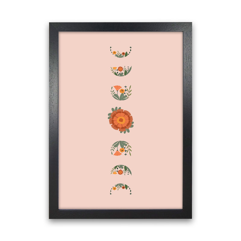 Moon Phases Floral Art Print by Essentially Nomadic Black Grain