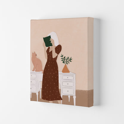 Girl Book Cat Art Print by Essentially Nomadic Canvas