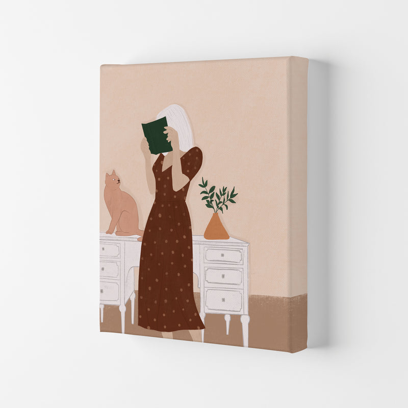 Girl Book Cat Art Print by Essentially Nomadic Canvas
