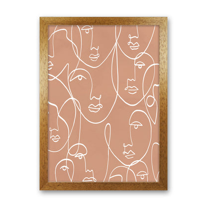 Face Beige Line Art Art Print by Essentially Nomadic Oak Grain