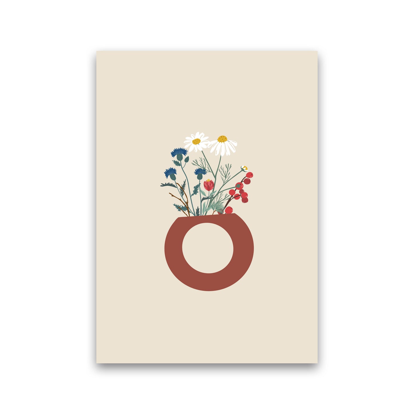 Vase With Flowers Art Print by Essentially Nomadic Print Only