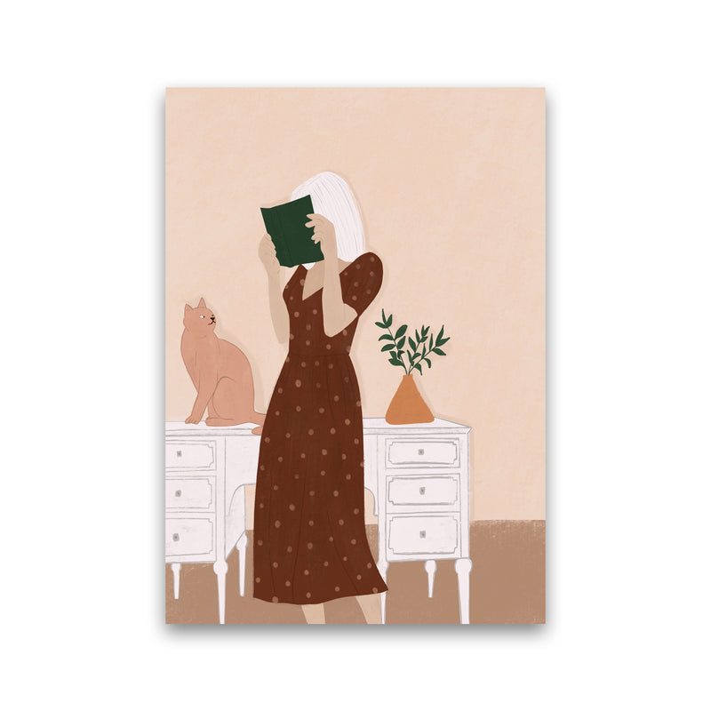 Girl Book Cat Art Print by Essentially Nomadic Print Only