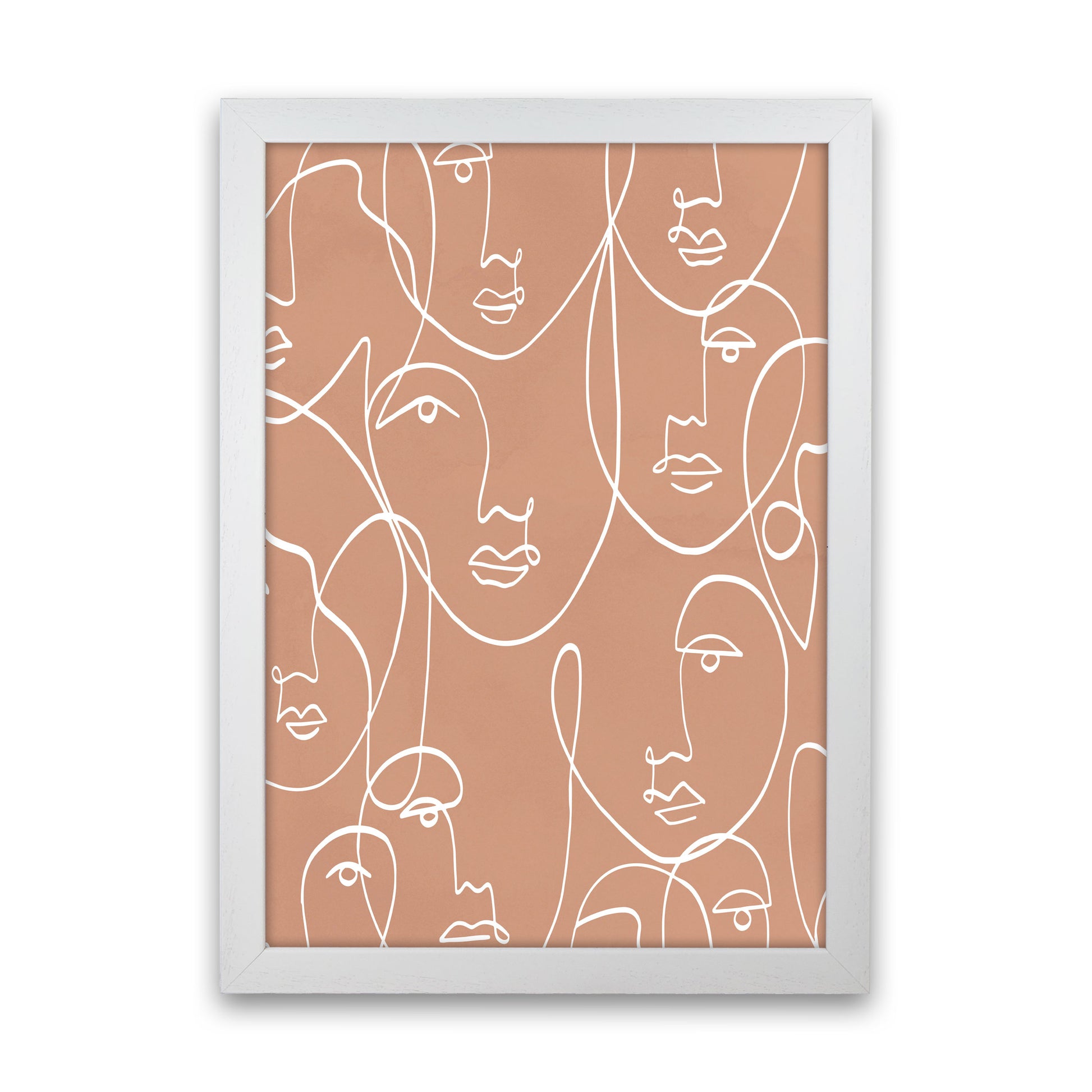Face Beige Line Art Art Print by Essentially Nomadic White Grain