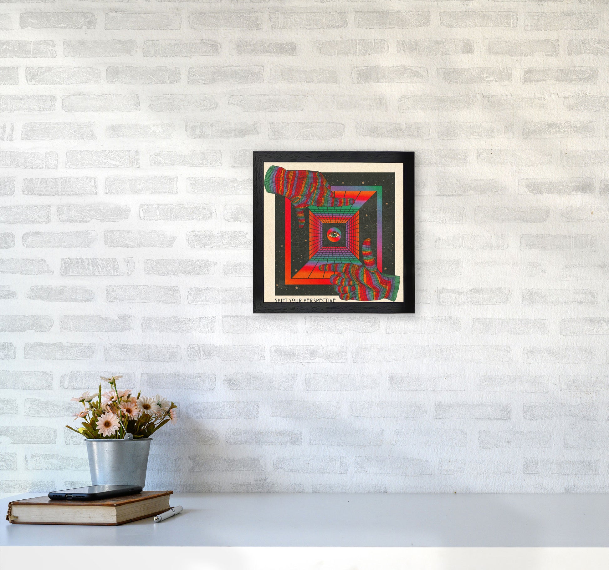 Shift Your Perspective Art Print by Inktally3030 White Frame