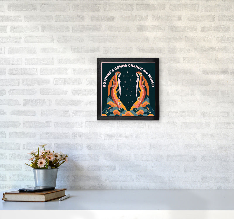 Change My World-Bordered-Blue-Text Art Print by Inktally3030 White Frame
