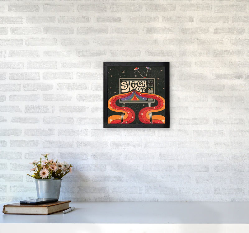 Switch Off, Rainbow Retro Tv Art Print by Inktally3030 White Frame