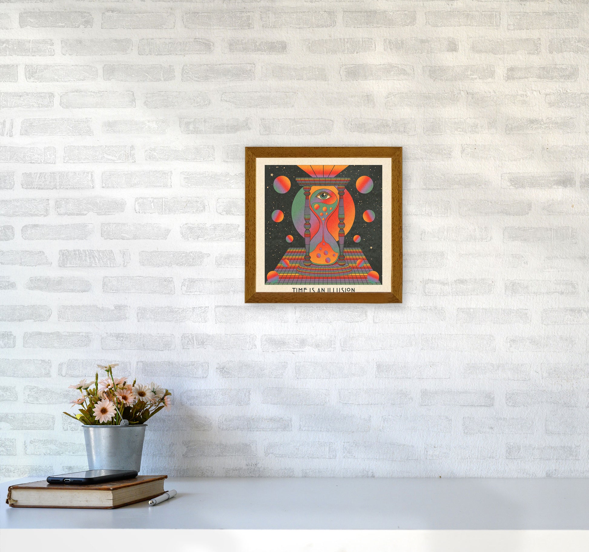 Time Is An Illusion - Text - Bordered - 7000Px Art Print by Inktally3030 Print Only