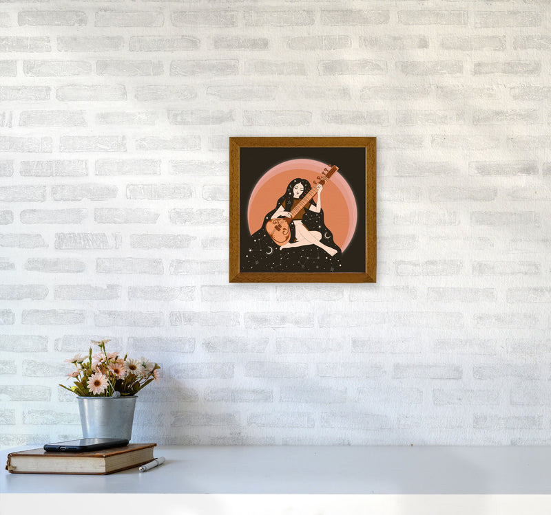 Sitar Girl 60 X 60Cm-Textured 01 Art Print by Inktally3030 Print Only