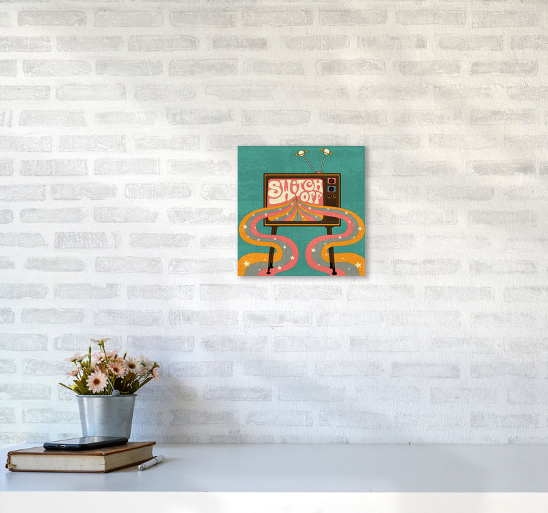 Switch Off Teal Textured Art Print by Inktally3030 Black Frame