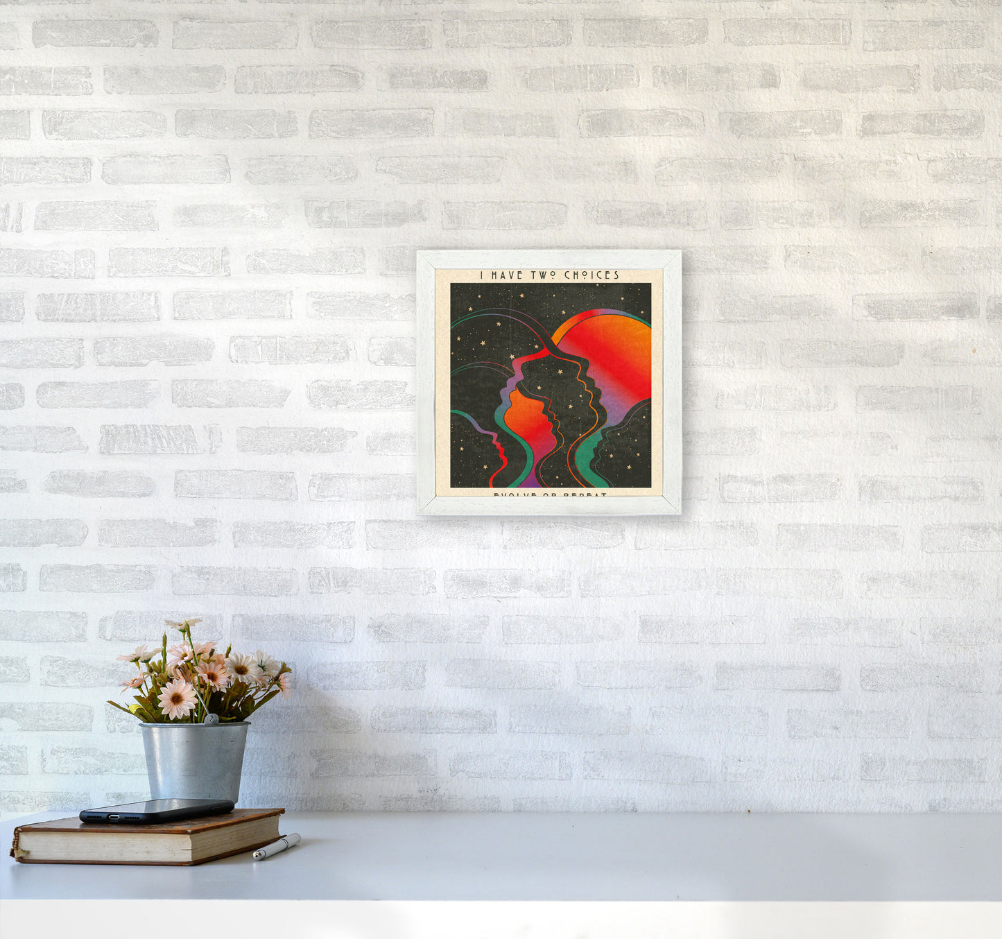 Evolve Or Repeat Art Print by Inktally3030 Oak Frame