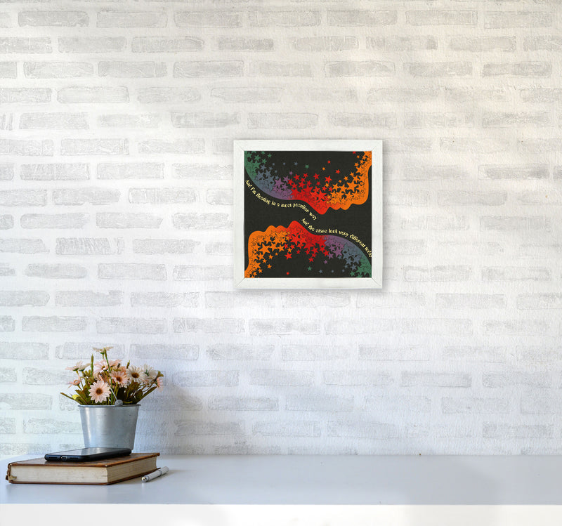 Space Oddity Textured Art Print by Inktally3030 Oak Frame