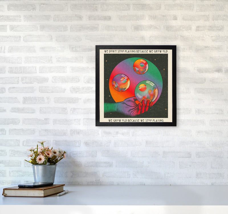 Play - Texted Art Print by Inktally4040 White Frame