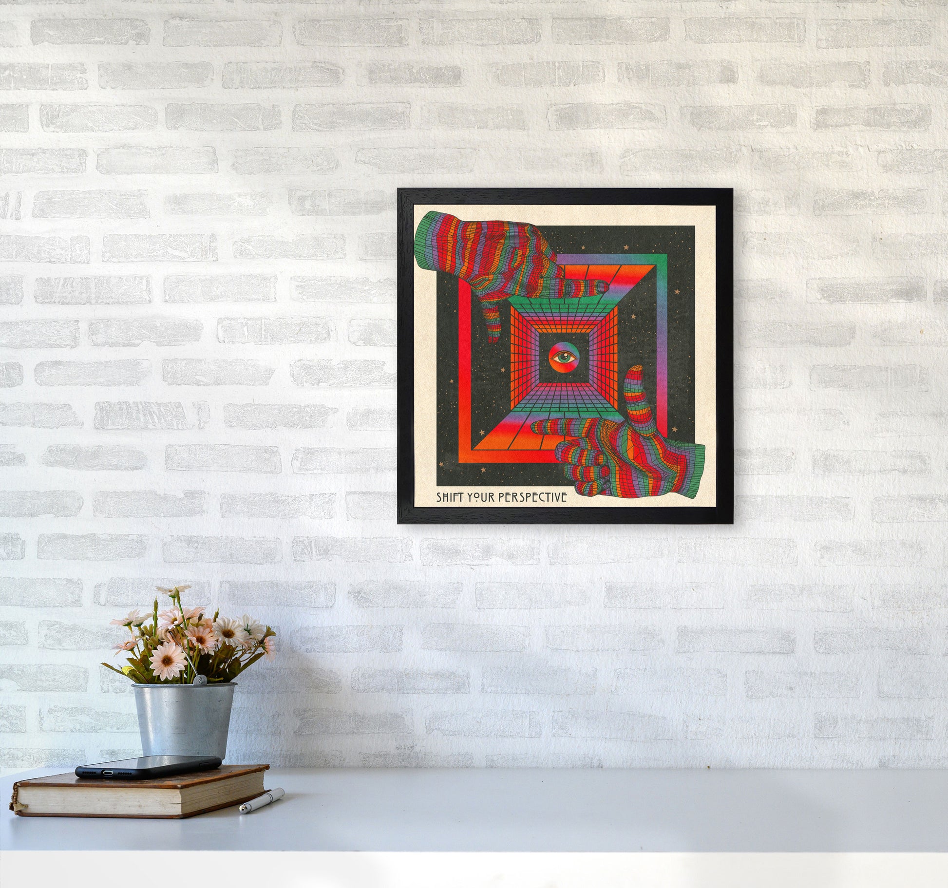 Shift Your Perspective Art Print by Inktally4040 White Frame