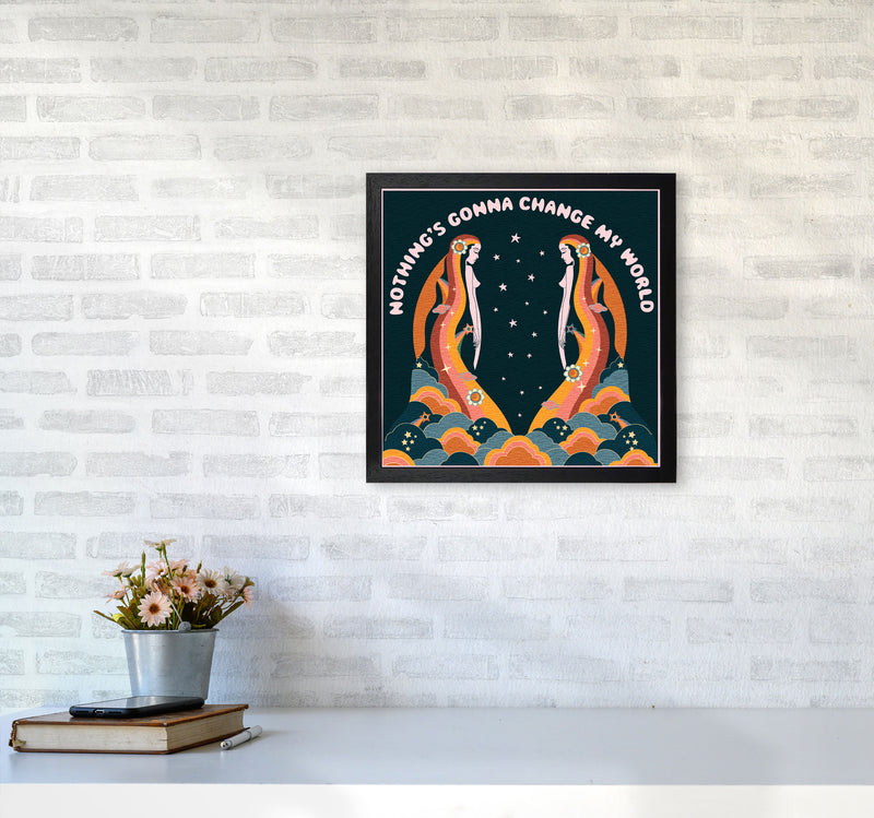Change My World-Bordered-Blue-Text Art Print by Inktally4040 White Frame