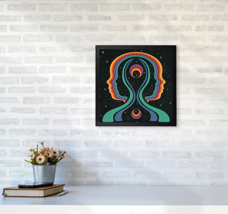 Rainbow Gemini Heads-Text Art Print by Inktally4040 White Frame