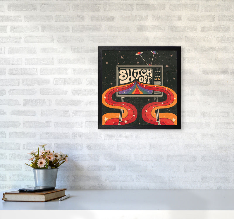 Switch Off, Rainbow Retro Tv Art Print by Inktally4040 White Frame