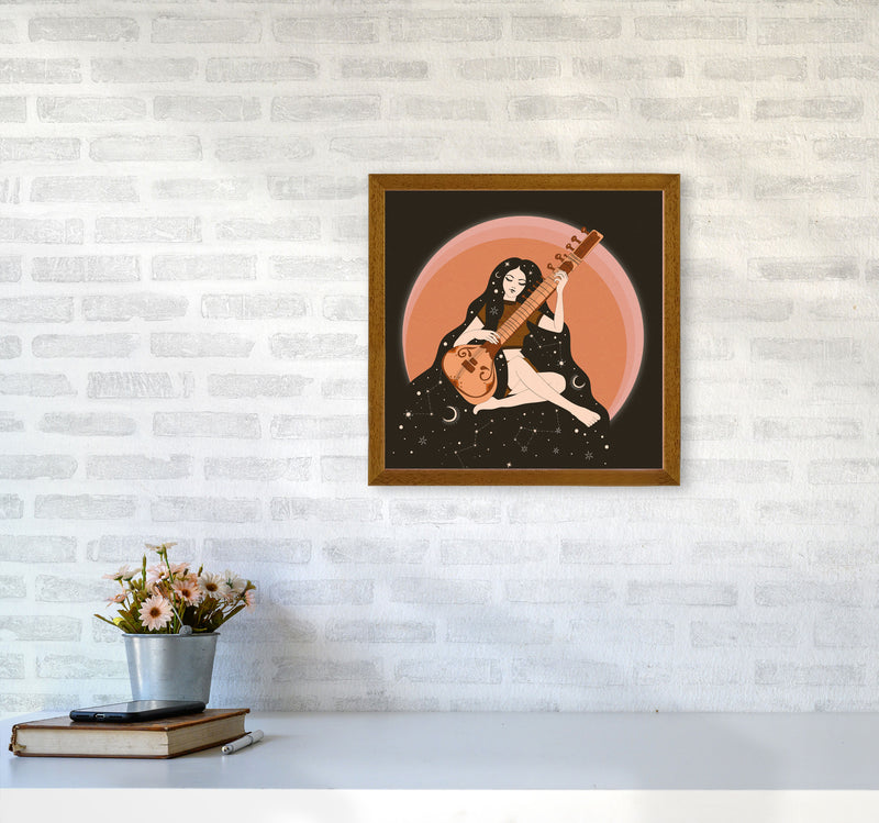 Sitar Girl 60 X 60Cm-Textured 01 Art Print by Inktally4040 Print Only
