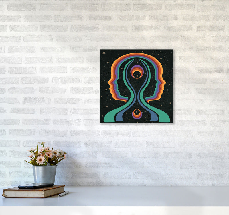 Rainbow Gemini Heads-Text Art Print by Inktally4040 Black Frame