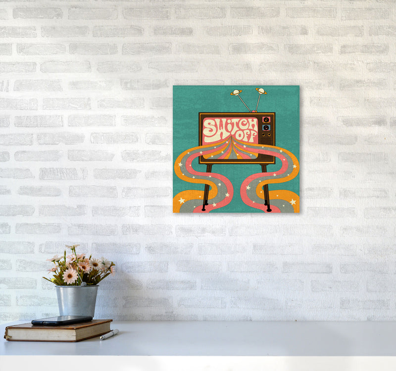 Switch Off Teal Textured Art Print by Inktally4040 Black Frame