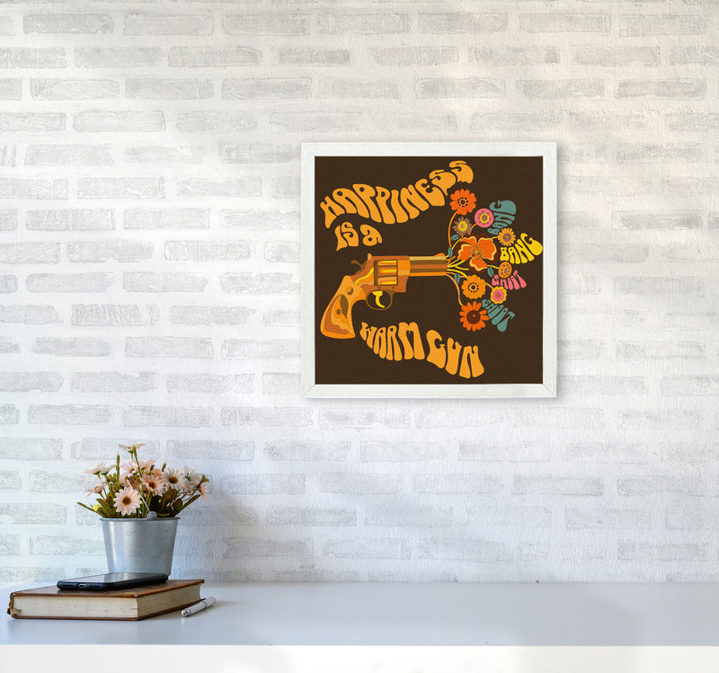 Warm Gun Brown Square-Textured 6000 Art Print by Inktally4040 Oak Frame