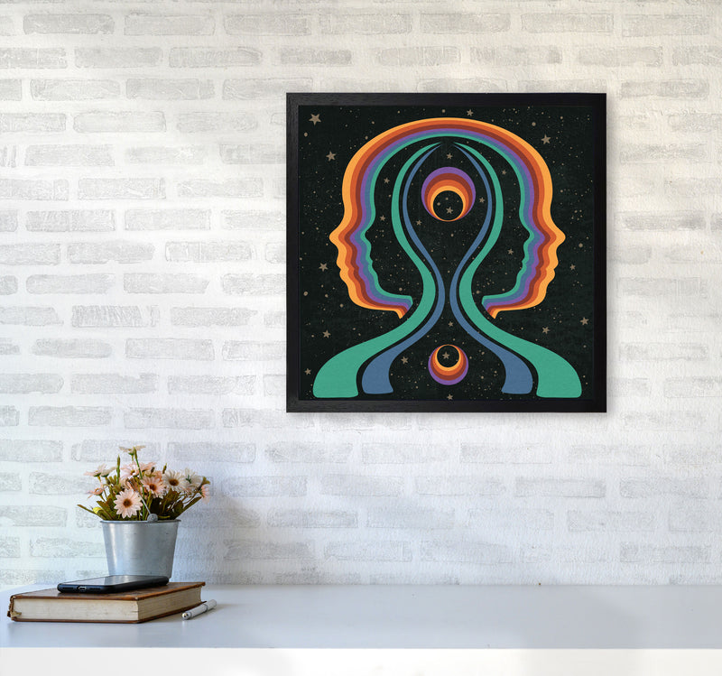 Rainbow Gemini Heads-Text Art Print by Inktally5050 White Frame