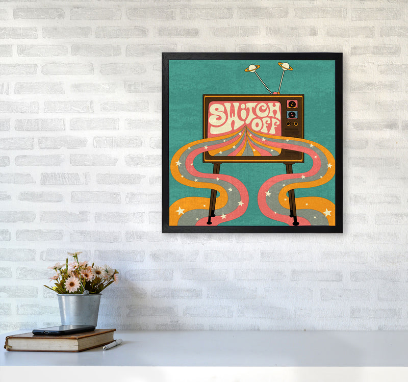 Switch Off Teal Textured Art Print by Inktally5050 White Frame