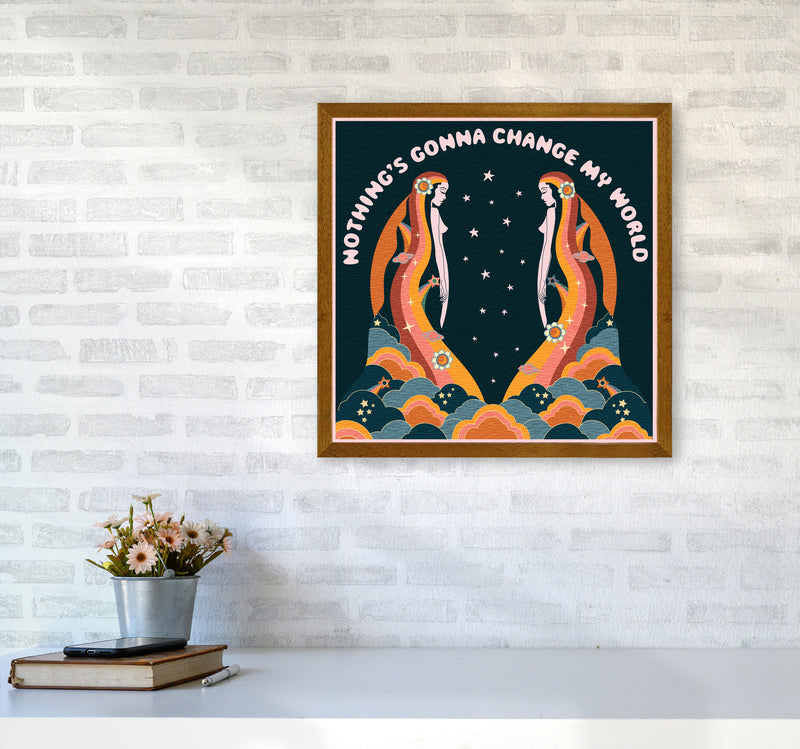 Change My World-Bordered-Blue-Text Art Print by Inktally5050 Print Only
